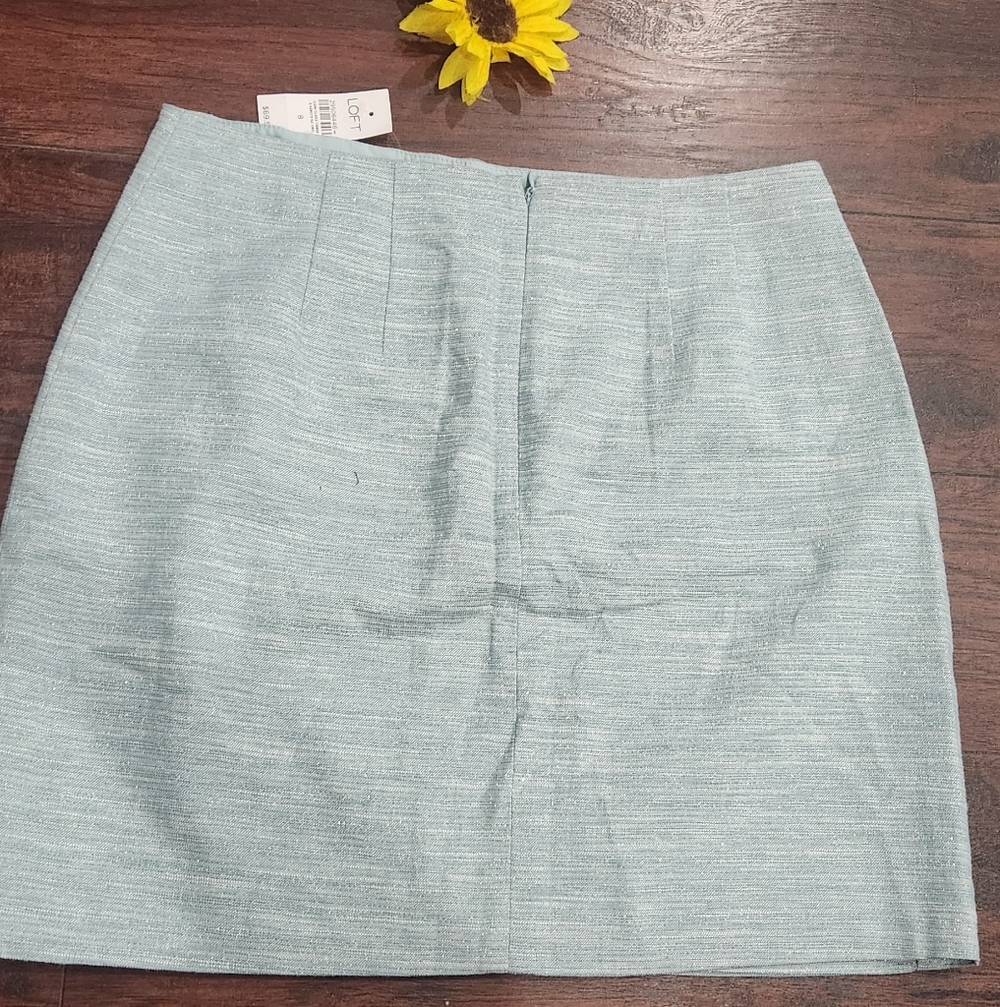 LOFT LINEN Light Blue Button-Front Skirt NEW!! - Picture 9 of 10